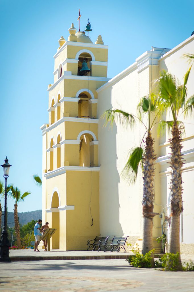 The historic mission church in Todos Santos, Baja California Sur, Mexico