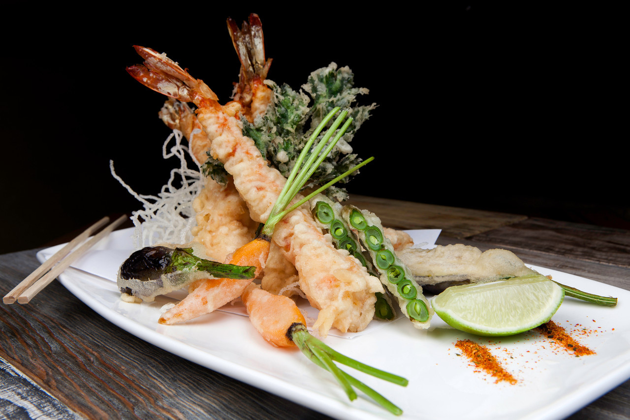 Giant prawn tempura at Templo Restaurant in Cabo San Lucas