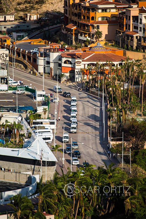 President Enrique Peña Nieto's caravan surveying the progress in Cabo San Lucas Mexico on September 25, 2014 - Photo courtesy of Oscar Oritiz, Cabo Expeditions