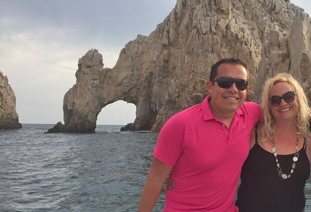 Ray and CaboVillas.com VP of Sales, Julie Byrd, visiting El Arco, the iconic stone arch at Land's End in Cabo San Lucas, Mexico
