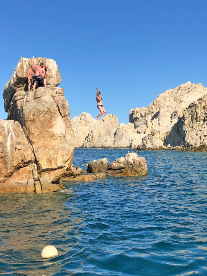 Diving off of Pelican Rock on a boat trip with La Isla Tours in Cabo San Lucas, Mexico