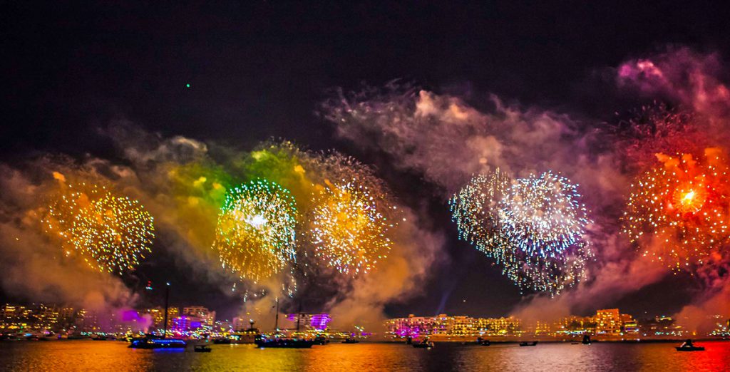 New Years Eve fireworks in Cabo San Lucas Mexico