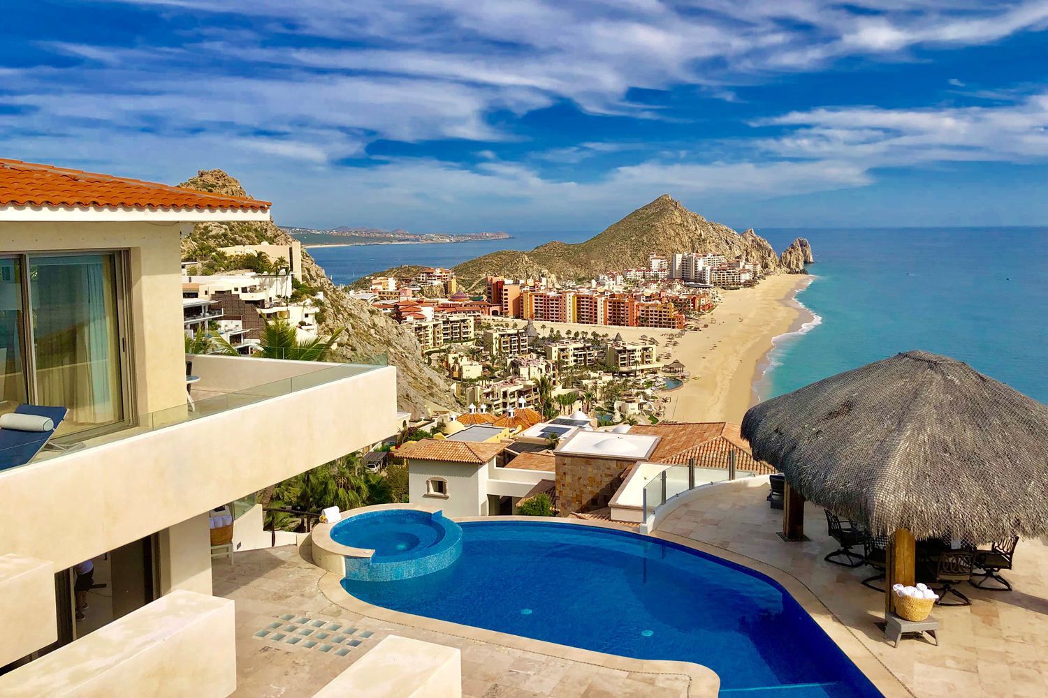 Hilltop location with ocean views at Luxury private vacation rental Villa Penasco in Cabo San Lucas Mexico